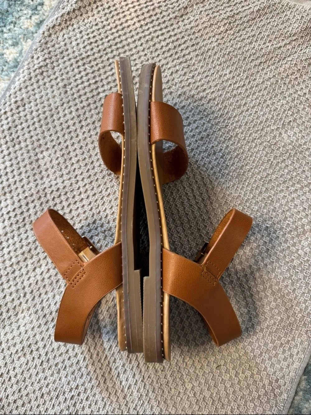 Steve Madden Brown Leather Ankle-Strap Slide Sandals - Picture 2 of 4